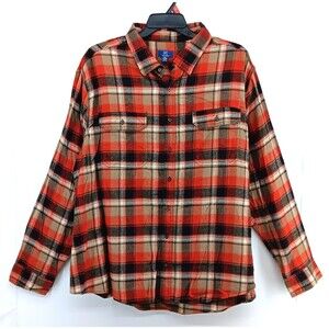George Shirt Men Size 3XL Burnt Orange Plaid Long Sleeve Flannel Button Up NWOT